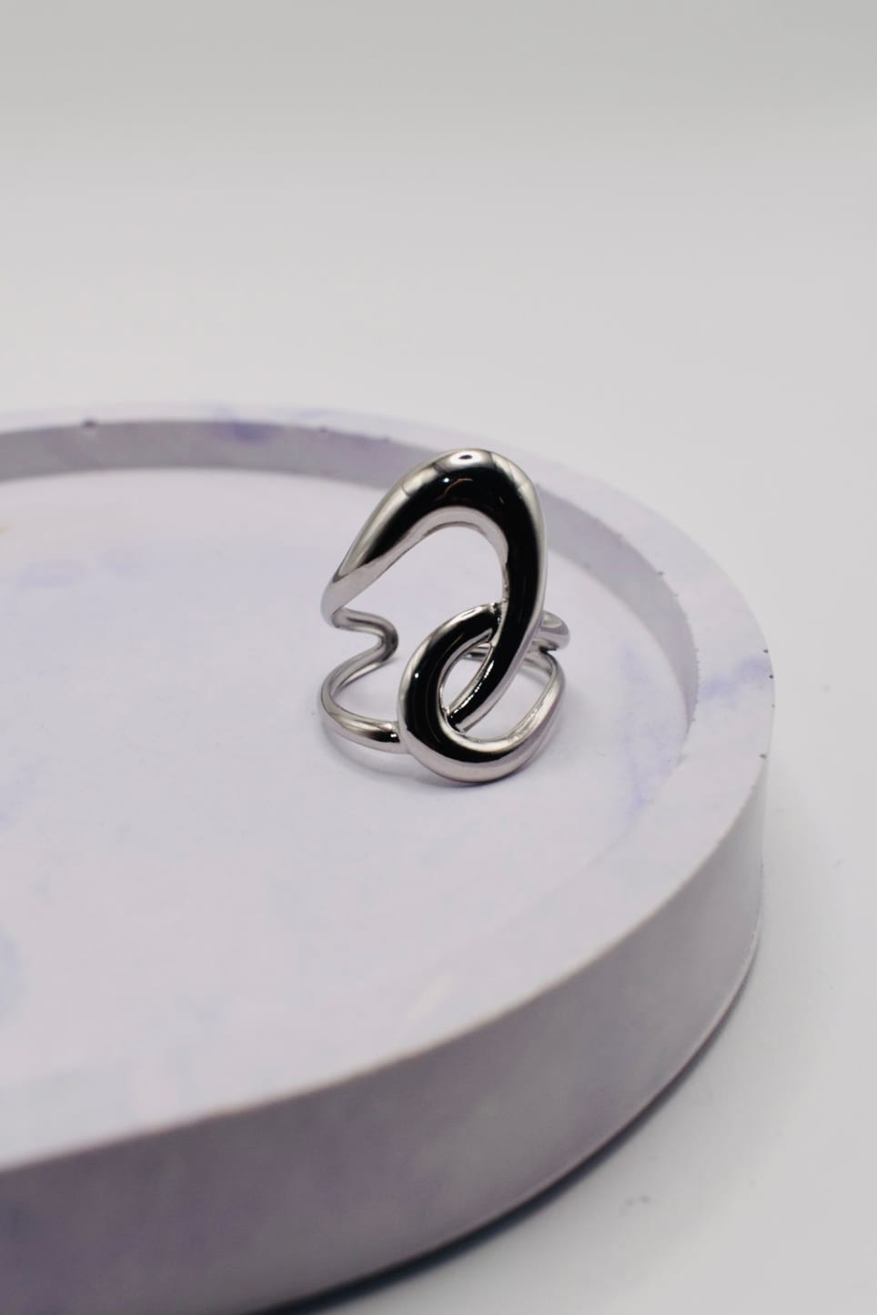 Silver-Tone Abstract Sculptural Ring