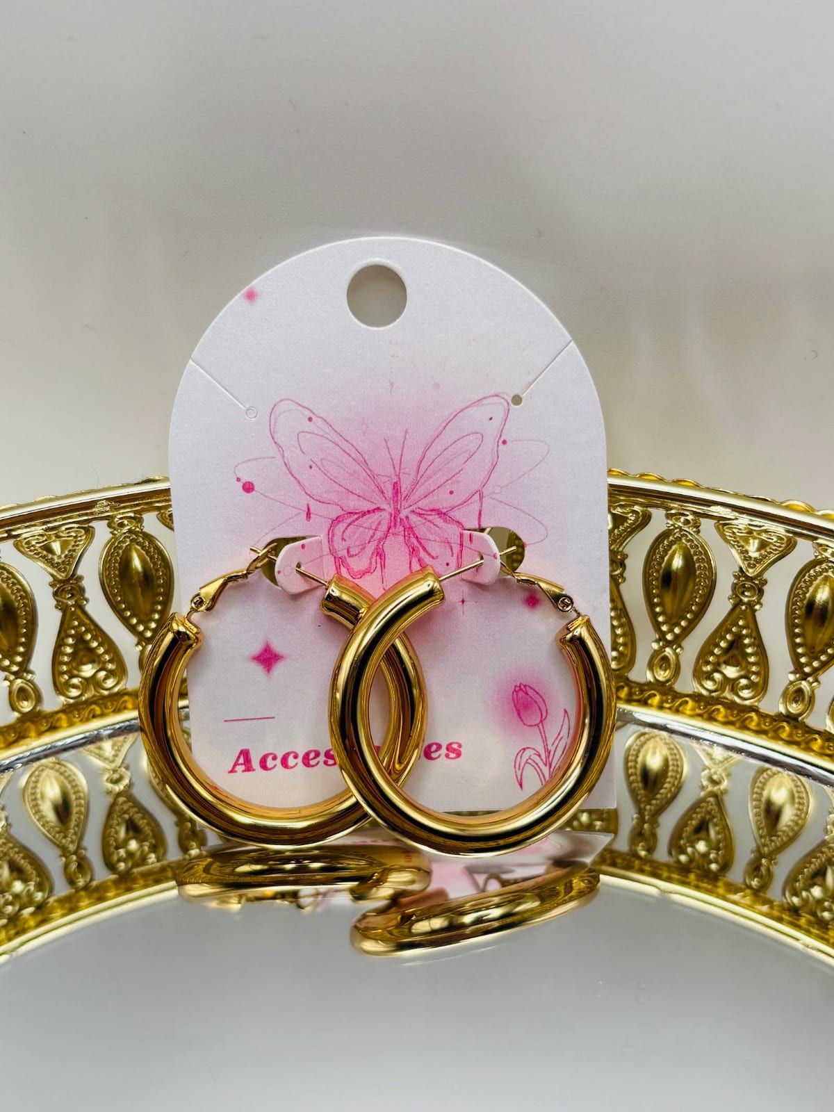 Gold Tube Hoop Earrings