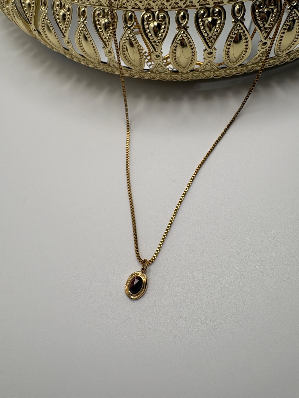 Oval Brown Stone Necklace