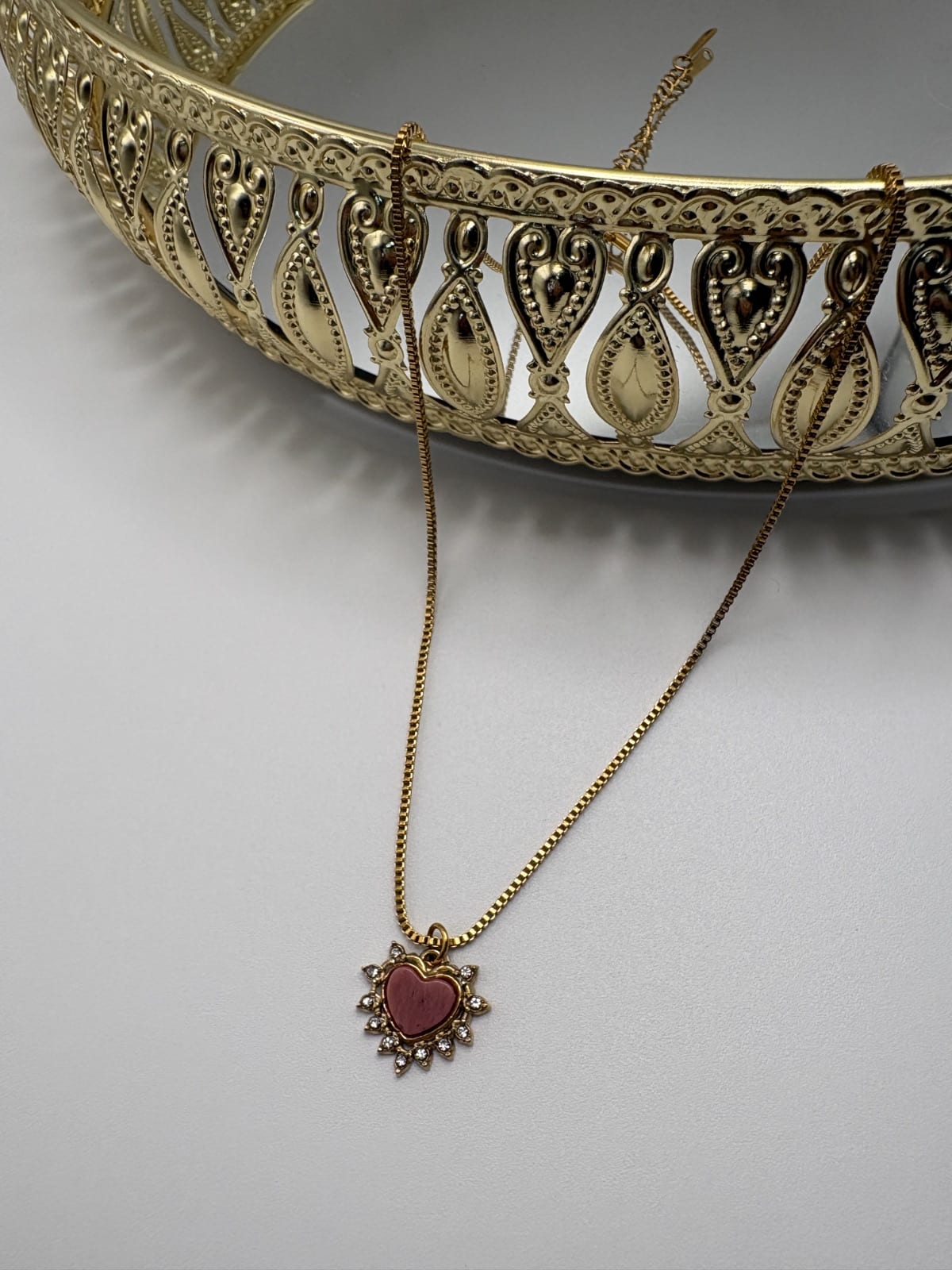 Pink Heart Halo Necklace