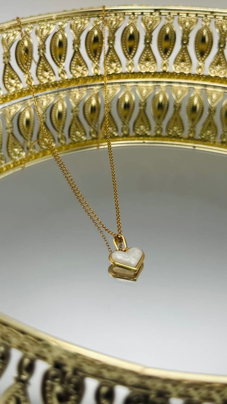 Minimalist Pearl Heart Necklace