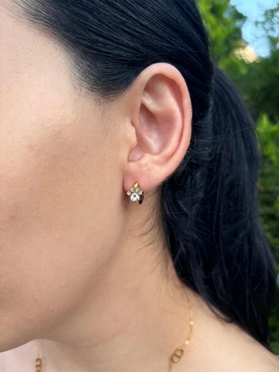Diamond Paw Print Dog Earrings