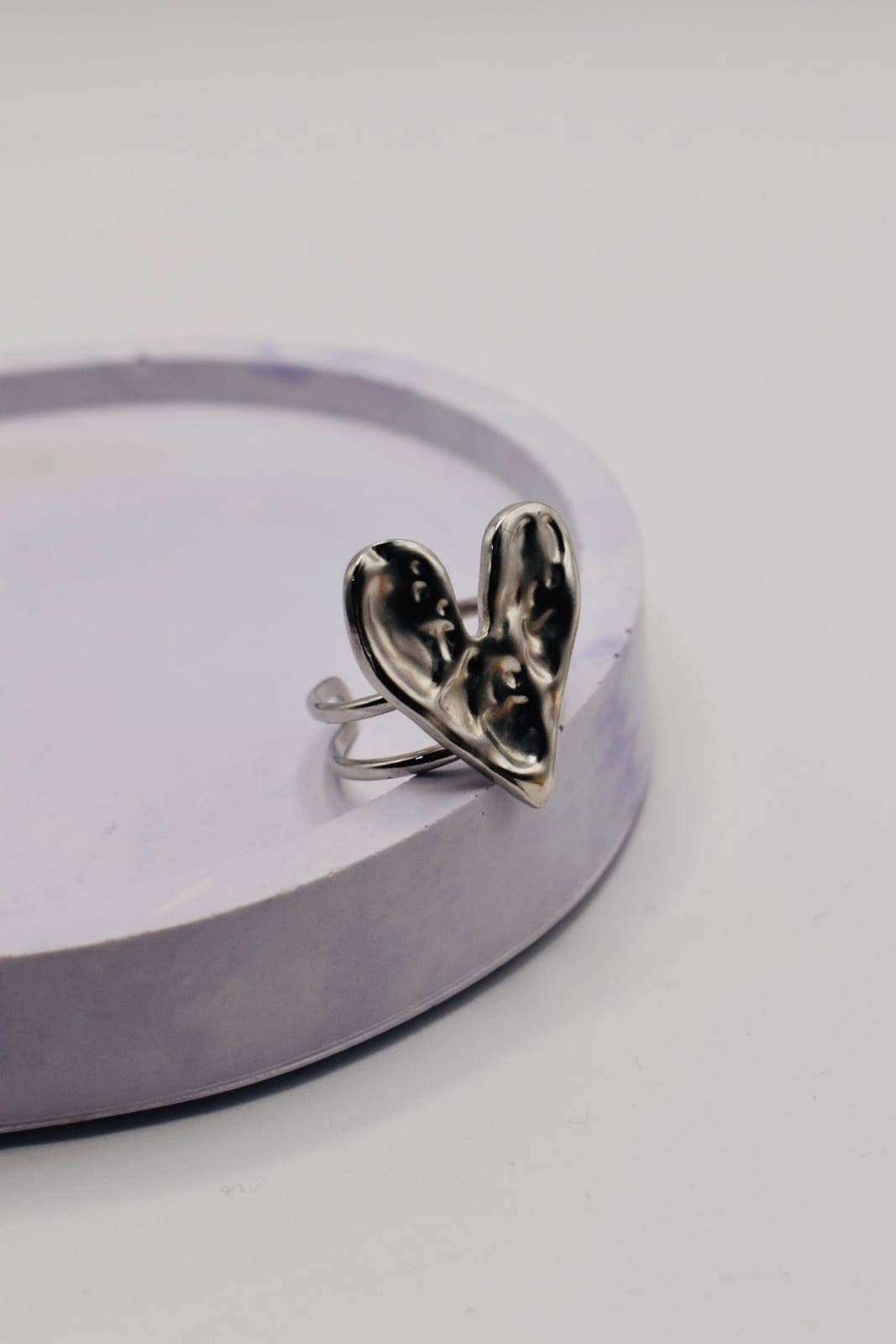 Silver-Tone Heart Statement Ring