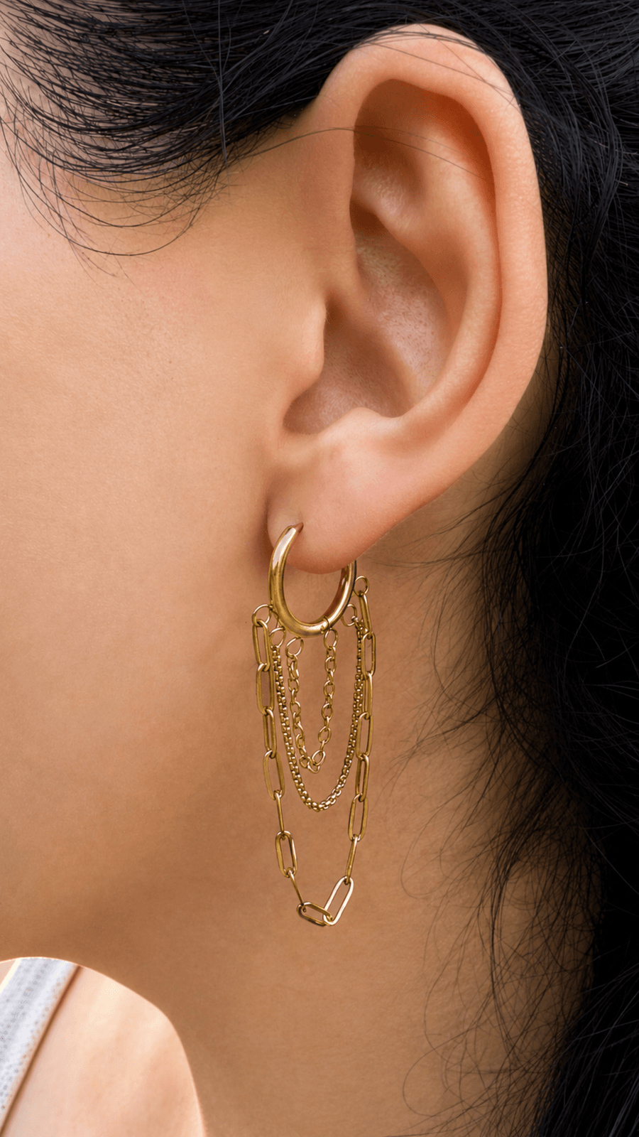 Gold Chain Hoop Earrings