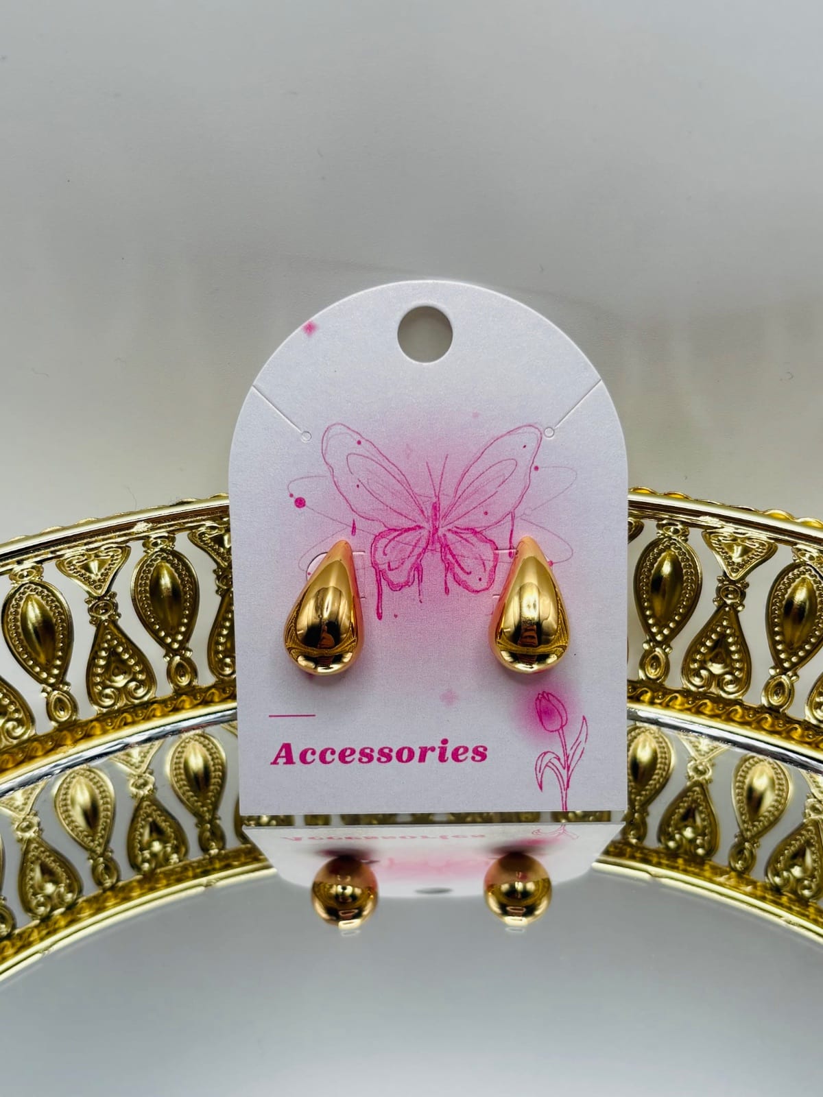 Gold Drop Stud Earrings