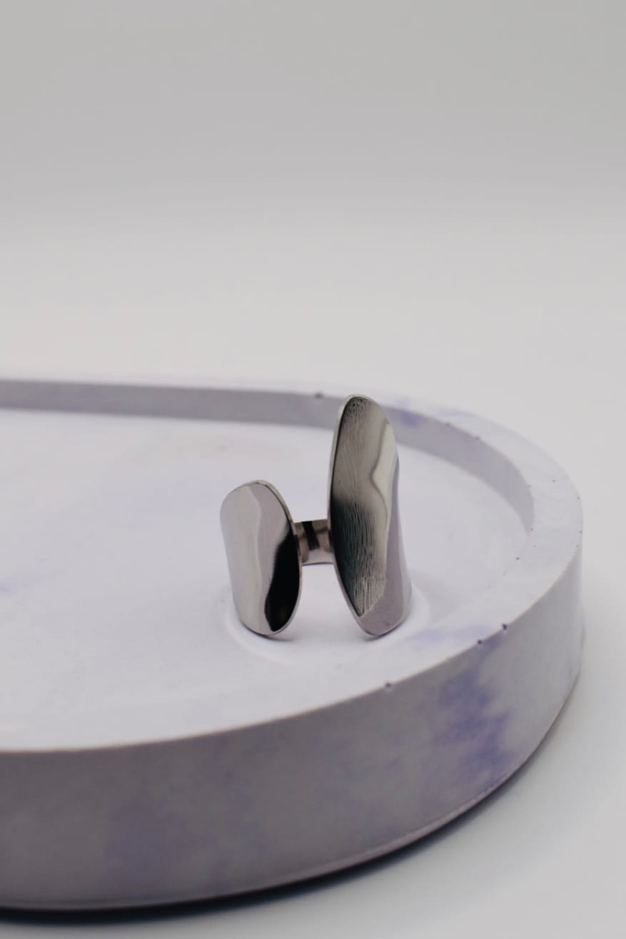 Silver-Tone Sculptural Open Ring