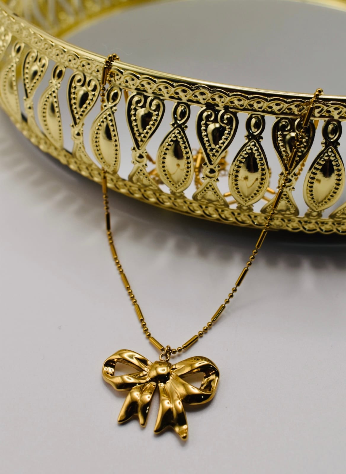 Gold Bow Pendant Necklace