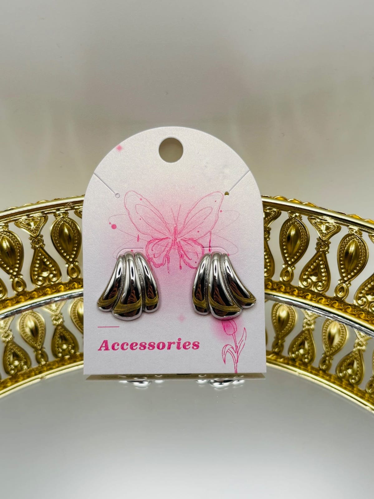 Silver Sculpted Stud Earrings
