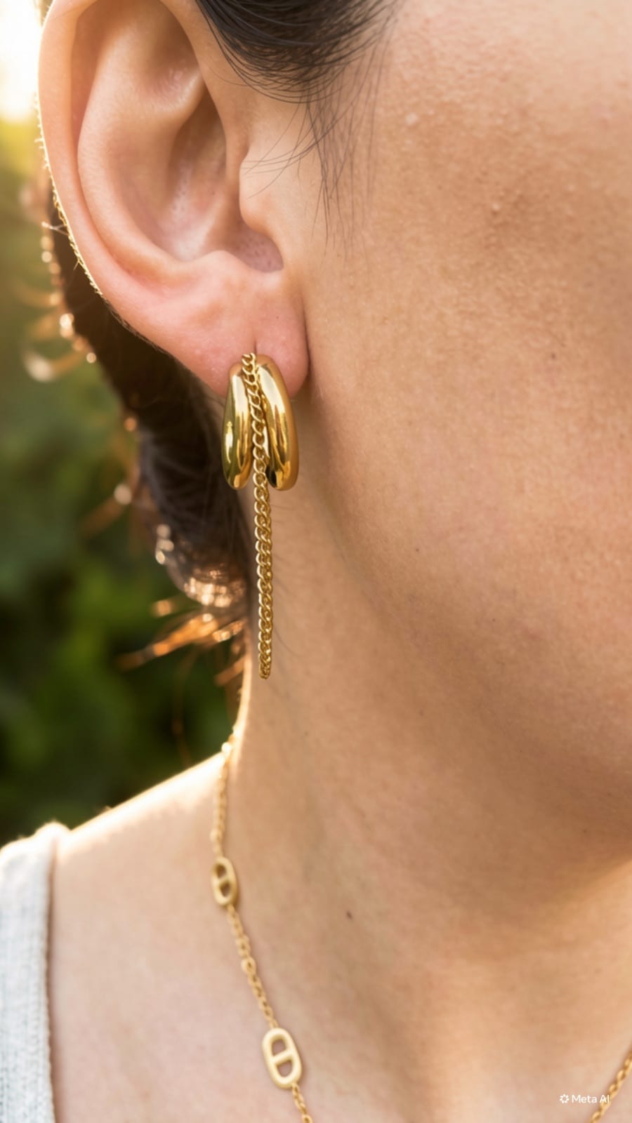 Elegant Gold Double Hoop Chain Earrings