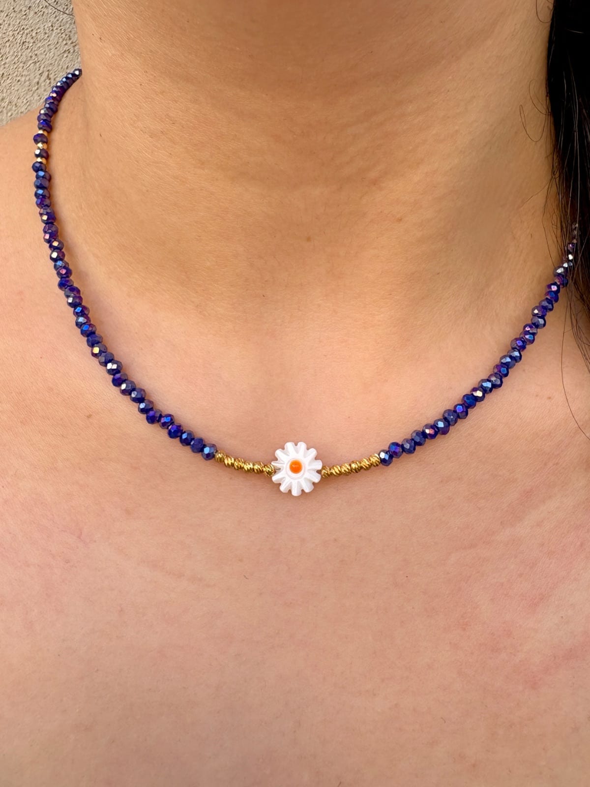 Blue Daisy Necklace