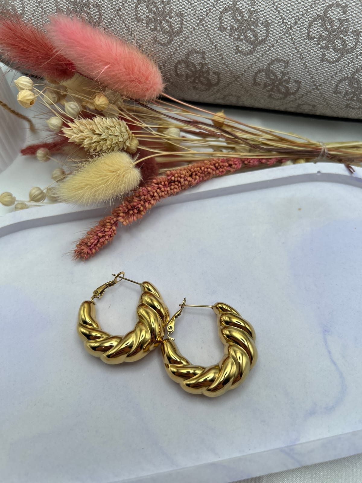Twisted Gold Hoop Earrings