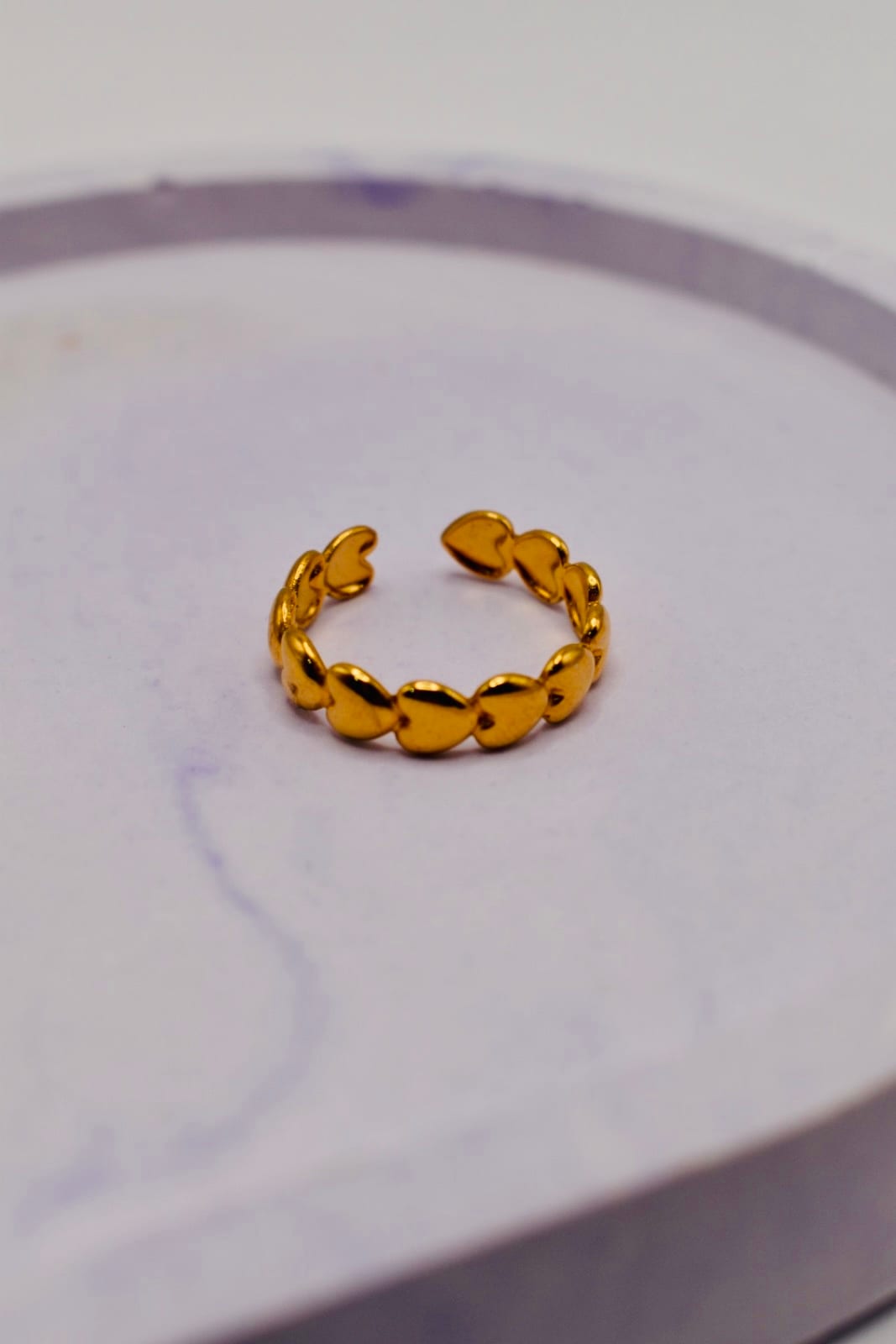Gold Ring with Gold Hearts