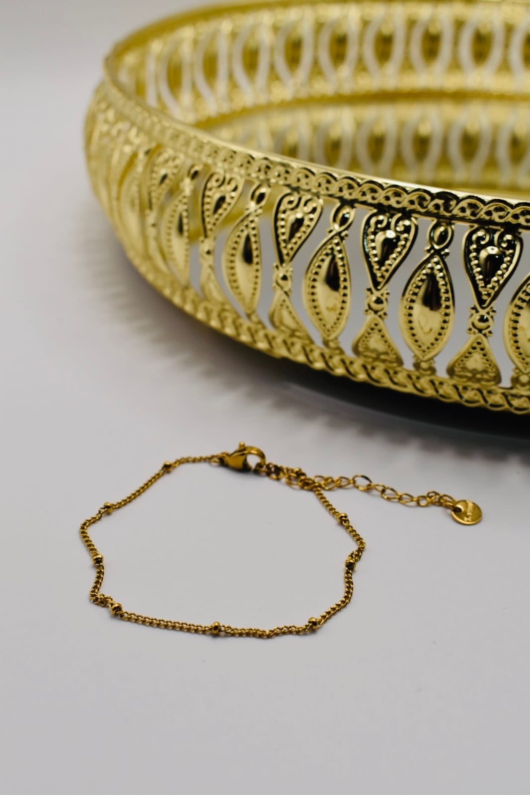 Gold Delicate Beaded Chain Bracelet