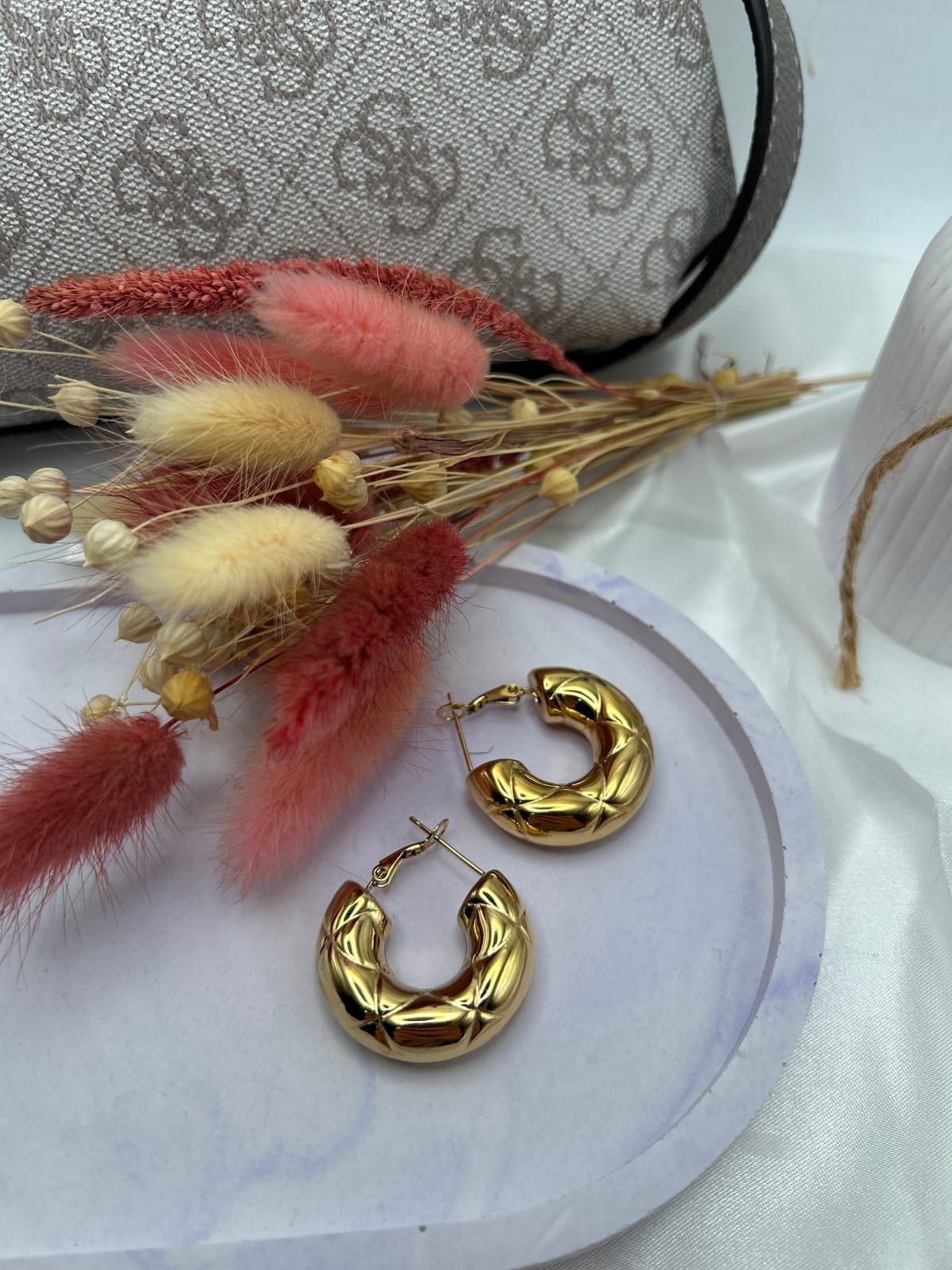 Quilted Gold Hoop Earrings