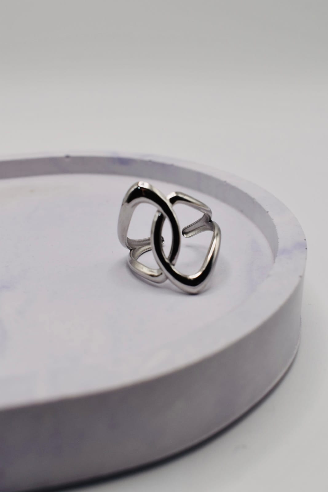 Silver-Tone Abstract Open Ring