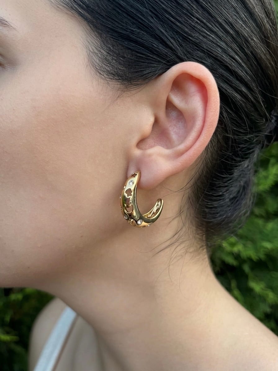 Elegant Gold Hoop Earring with Modern Artistic Flair