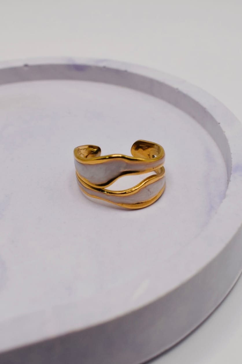White Wave Open Ring
