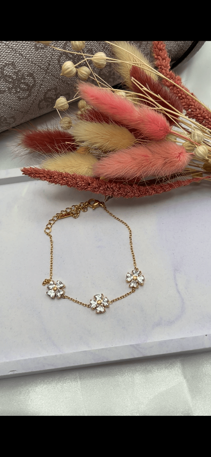 Crystal Flower Chain Bracelet