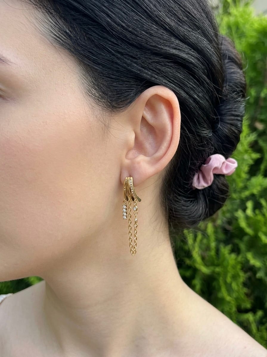 Gold Drop Chain Earrings