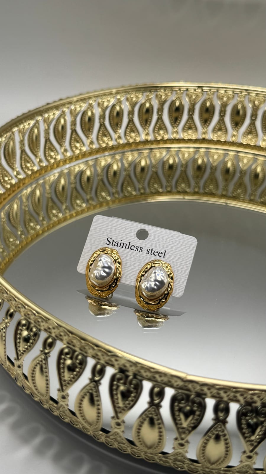 Elegant Gold-Tone Pearl Statement Earrings