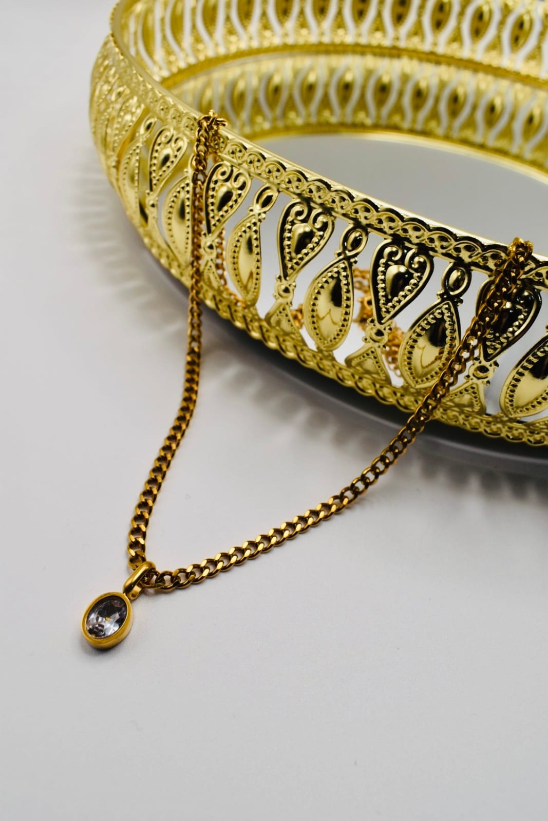 Gold Oval Charm Necklace