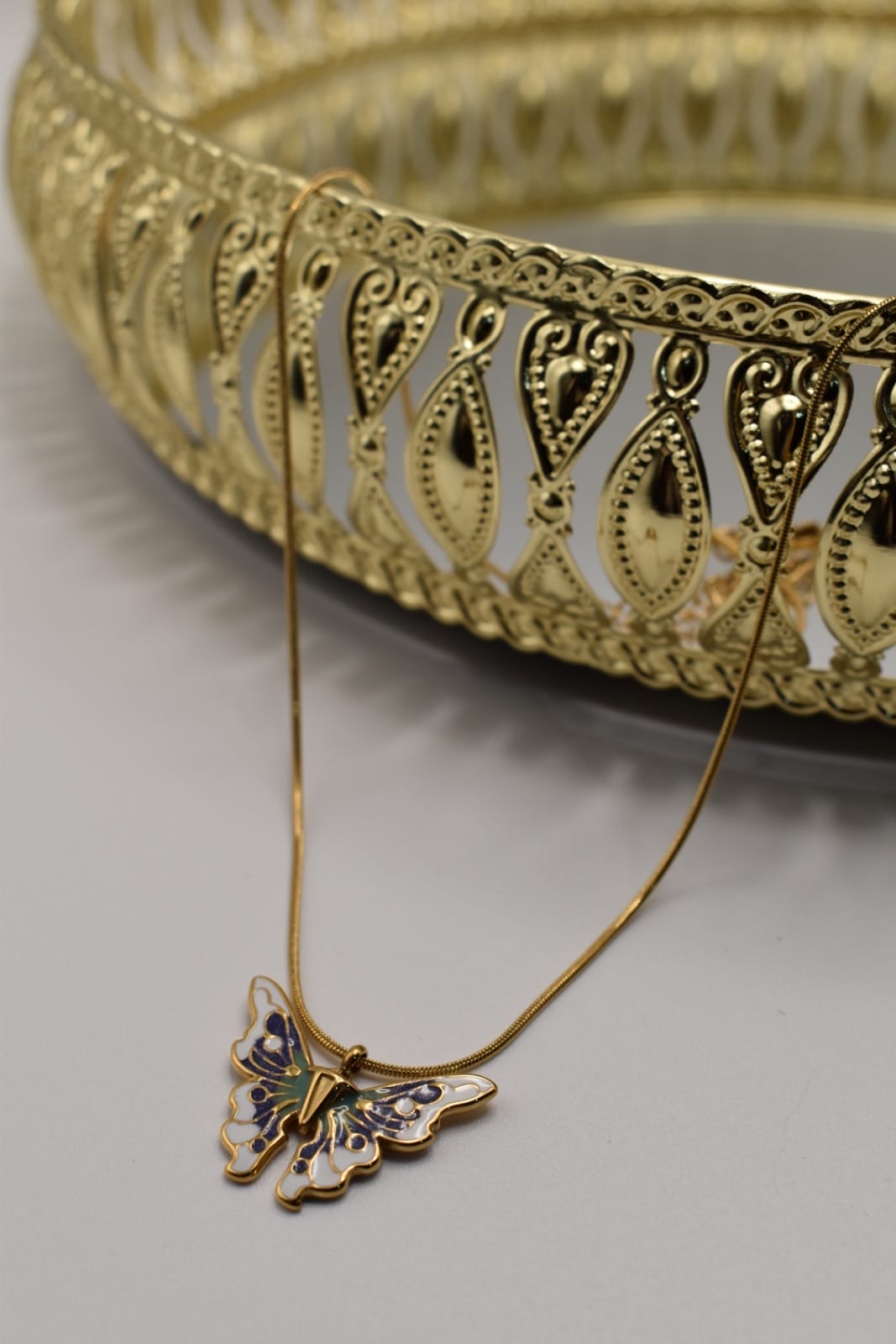 Butterfly Enamel Pendant Necklace