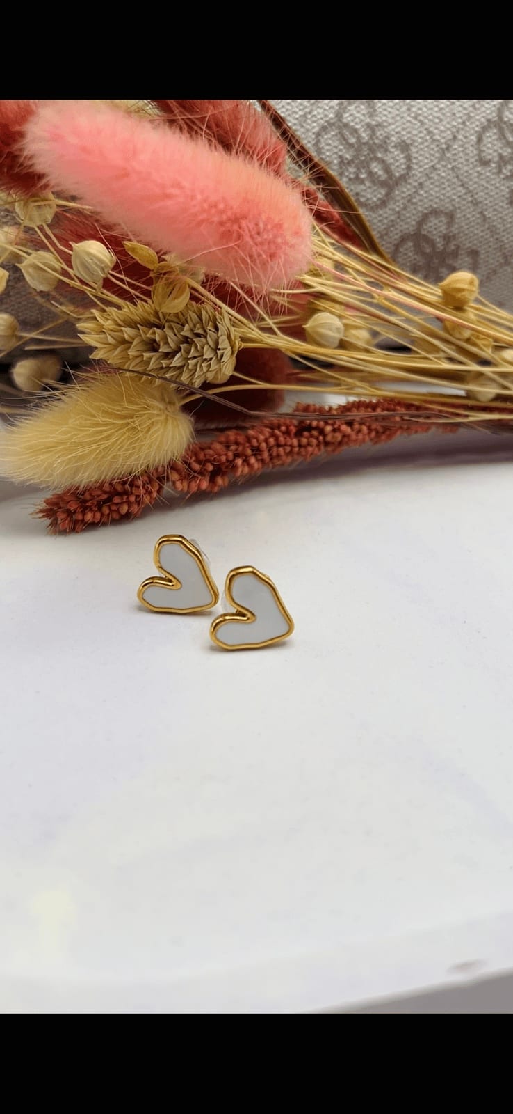 White Heart Stud Earrings