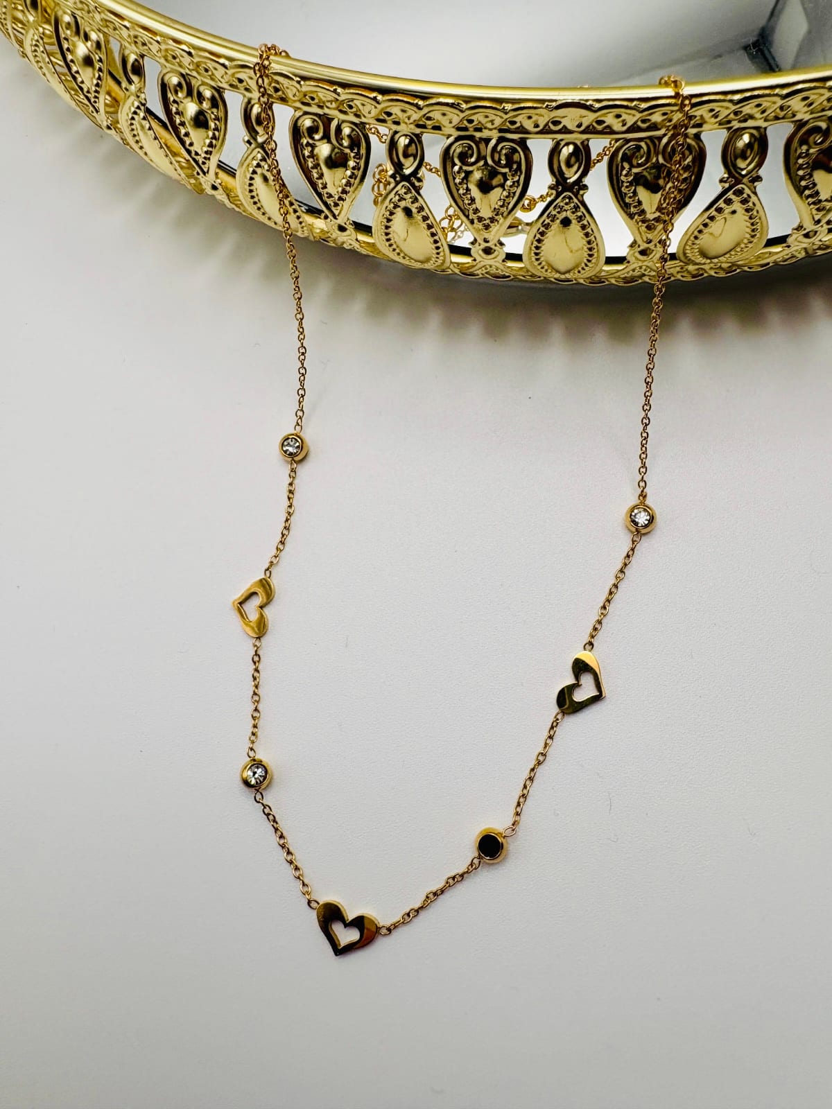 Gold Heart and Diamond Necklace