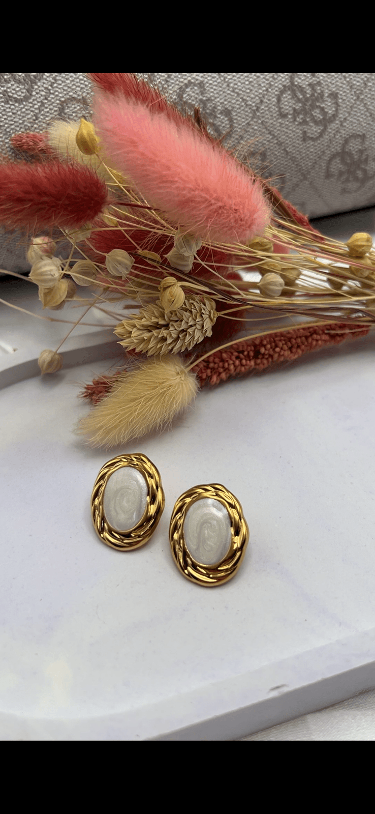 Ivory Oval Earrings