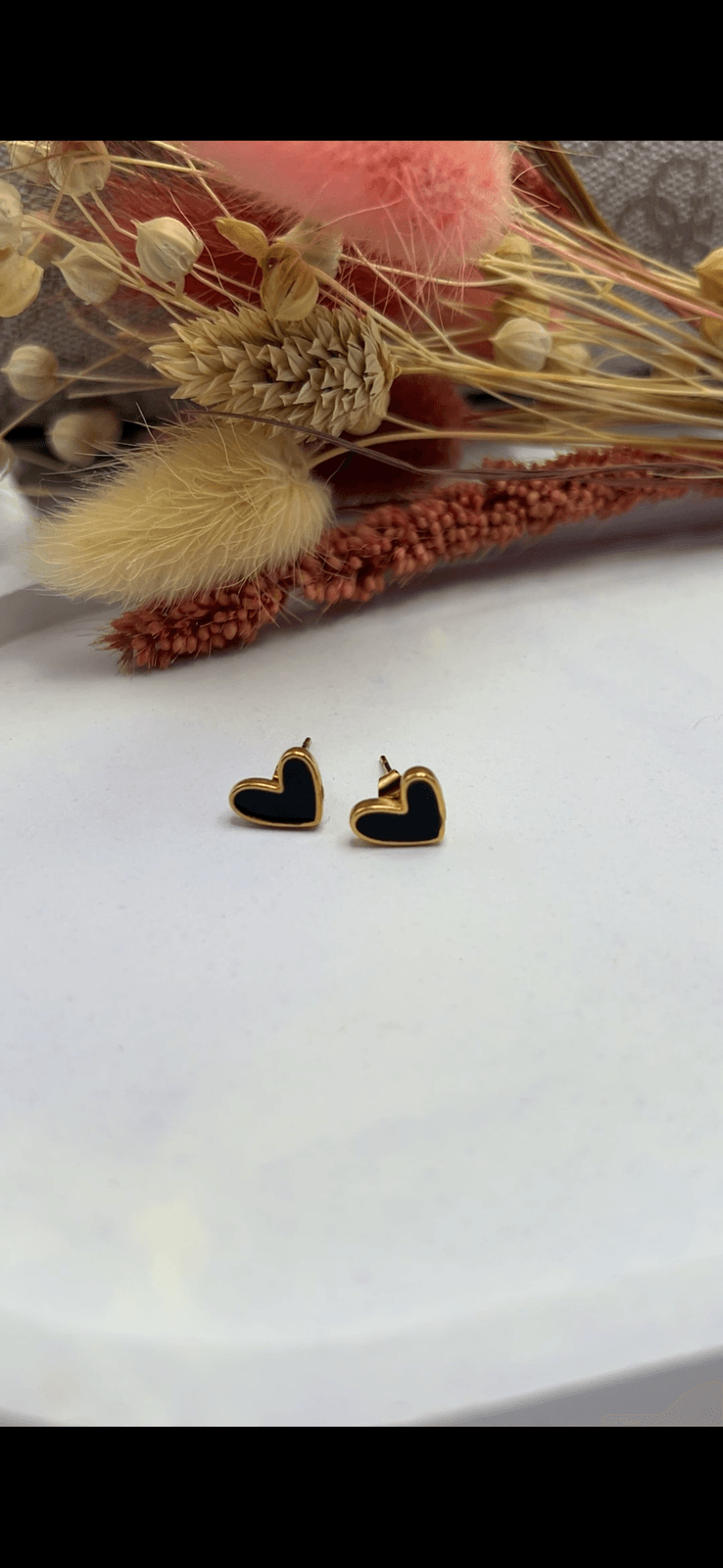 Mini Black Heart Stud Earrings