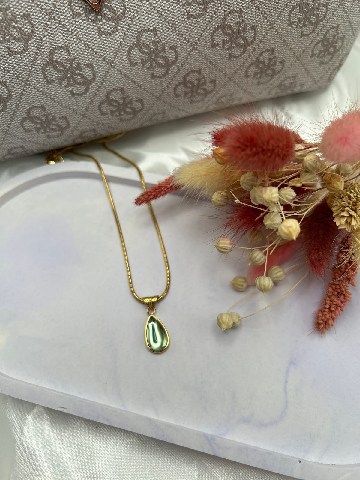 Green Drop Pendant Necklace