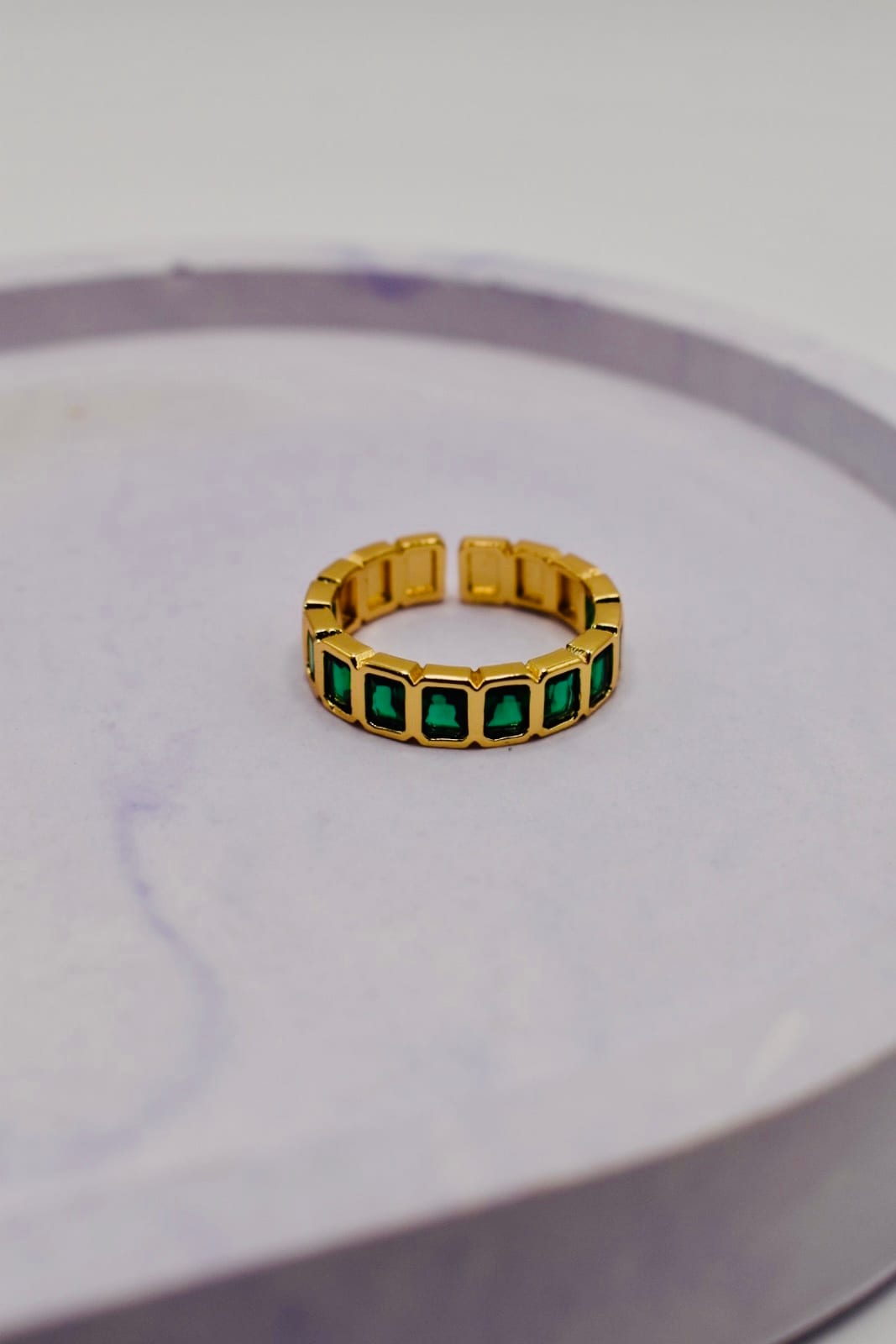 Gold Ring with Green Accents