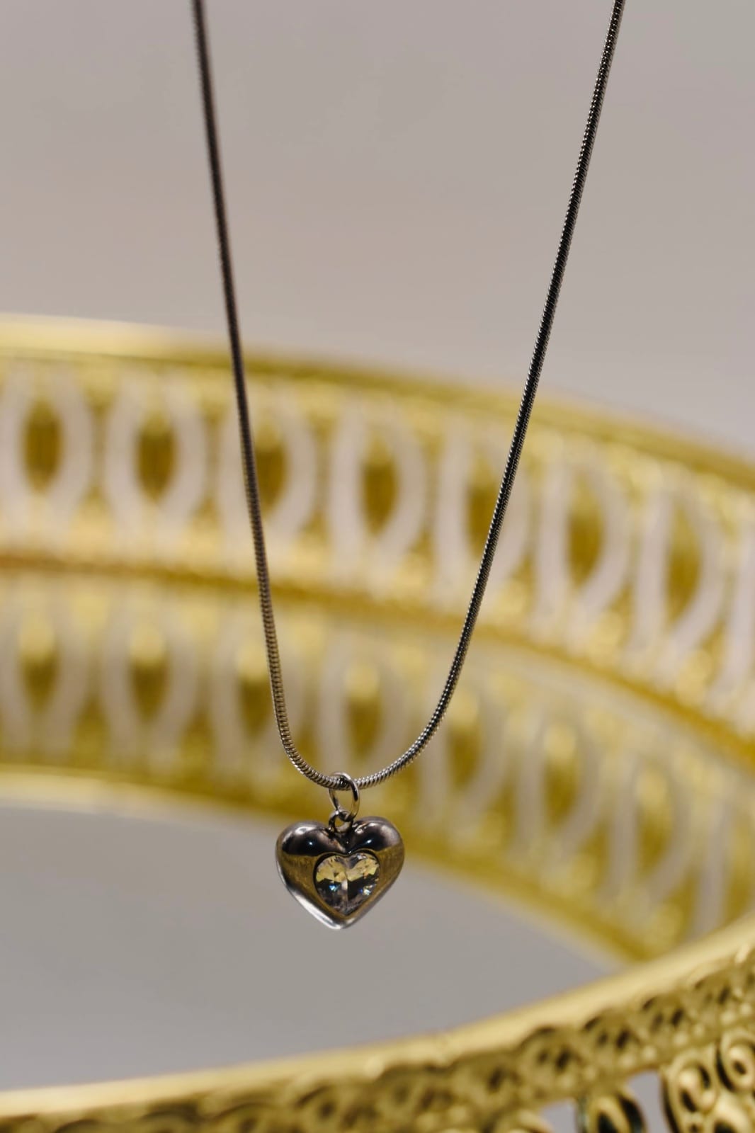Silver Heart Crystal Pendant Necklace